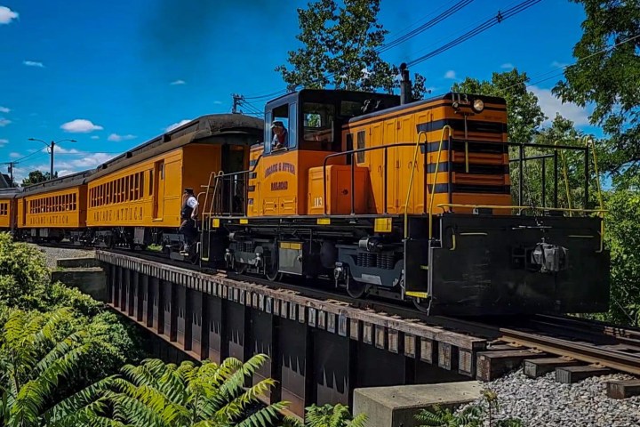 a train on a steel track